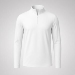 Blank white quarter zip team travel top front mockup - RTS-TH-102