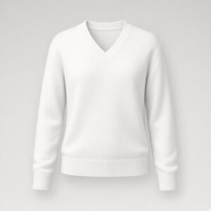 Blank white school V-neck pullover sweater front mockup - RTS-SSW-102
