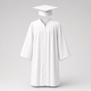 Blank white graduation gown and cap set mockup - RTS-GR-101