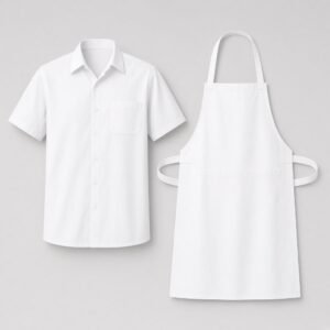 Blank white hospitality staff shirt and apron set mockup - RTS-SU-102