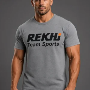 Rekhi Team Sports 100% Cotton T-Shirt — Screen Print — front worn — OEM custom apparel