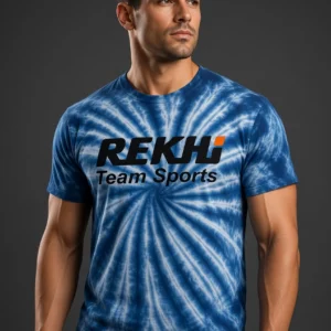Rekhi Team Sports 100% Cotton T-Shirt — Screen Print · Tie & Dye — front worn — OEM custom apparel
