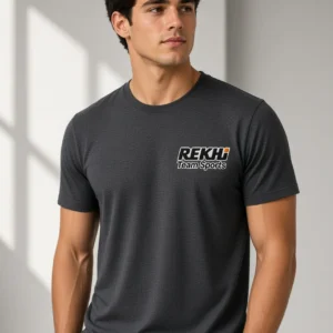 Rekhi Team Sports 80/20 Cotton-Poly T-Shirt — Embroidery — front worn — OEM custom apparel